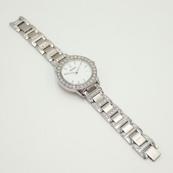 Fossil Jesse Silver Tone 34mm Gem Set Bezel Womens Watch ES2362 w New Battery - Picture 11 of 13
